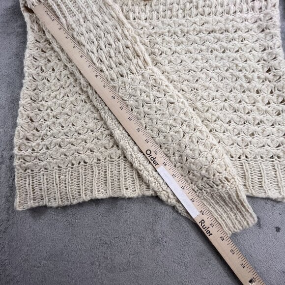 Free People Sweater Women XS Textured Knit Pullover Boho Ribbed Wool Sheer Chic - Picture 8 of 10